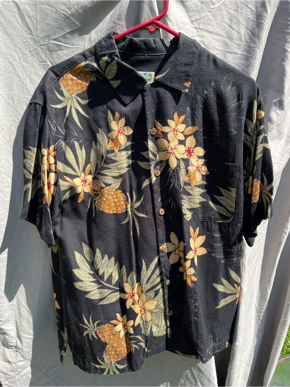 Men's Havana Jacks Cafe Black Pineapple Floral Short-Sleeve Button-Down Shirt